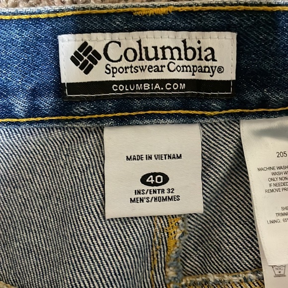 Columbia Men’s Size 40x32 Brush Briar Hunting Pants Canvas Denim Jeans Blue Tan - Picture 8 of 12